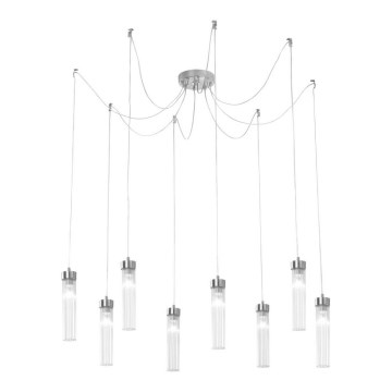 Kolarz 6009.30850 - Lustra ar auklu RAGGIO 8xE14/25W/230V zirneklis sudraba