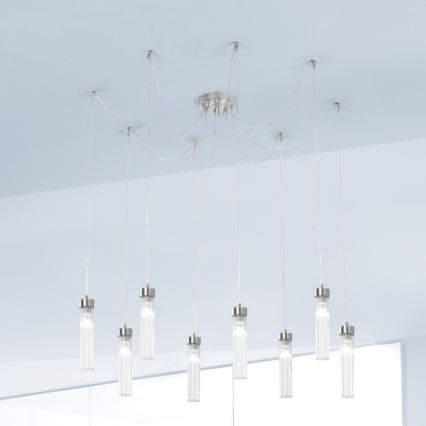 Kolarz 6009.30850 - Lustra ar auklu RAGGIO 8xE14/25W/230V zirneklis sudraba