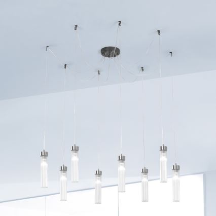 Kolarz 6009.30860 - Lustra ar auklu RAGGIO 8xE14/25W/230V zirneklis matēts hroms