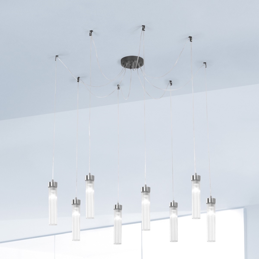 Kolarz 6009.30860 - Lustra ar auklu RAGGIO 8xE14/25W/230V zirneklis matēts hroms