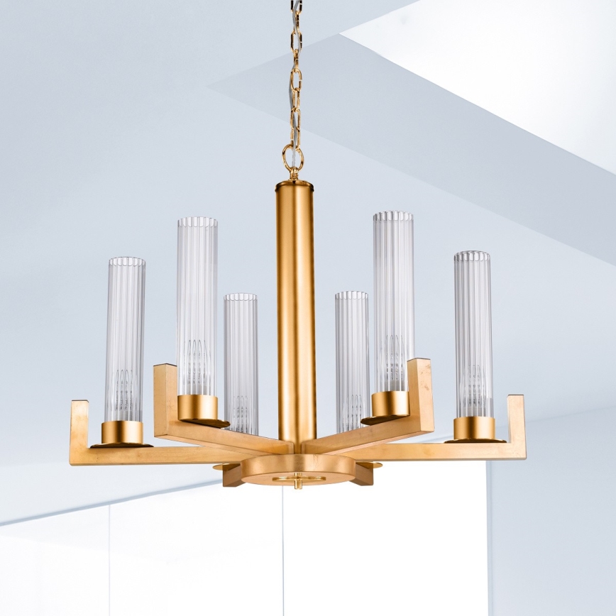 Kolarz 6009.80630 - Lustra uz ķēdes RAGGIO 6xE14/25W/230V 24K zelta