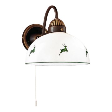 Kolarz 731.61.100 - Sienas lampa NONNA 1xE27/75W/230V brūna/briedis zaļa