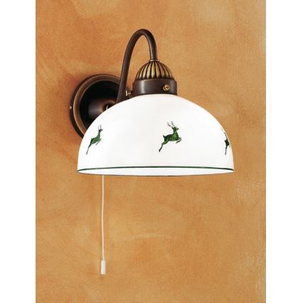 Kolarz 731.61.100 - Sienas lampa NONNA 1xE27/75W/230V brūna/briedis zaļa