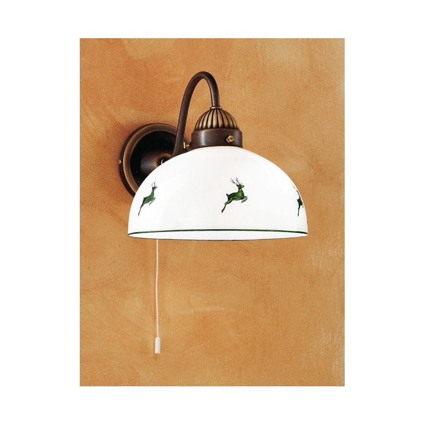Kolarz 731.61.100 - Sienas lampa NONNA 1xE27/75W/230V brūna/briedis zaļa