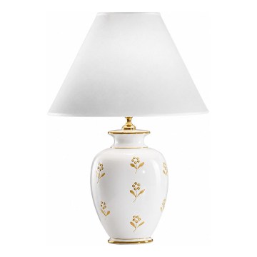 kolarz 731.70W.160 - Eleganta galda lampa NONNA 1xE27/100W/230V ar ziedu rakstu, balta ar zelta akcentiem