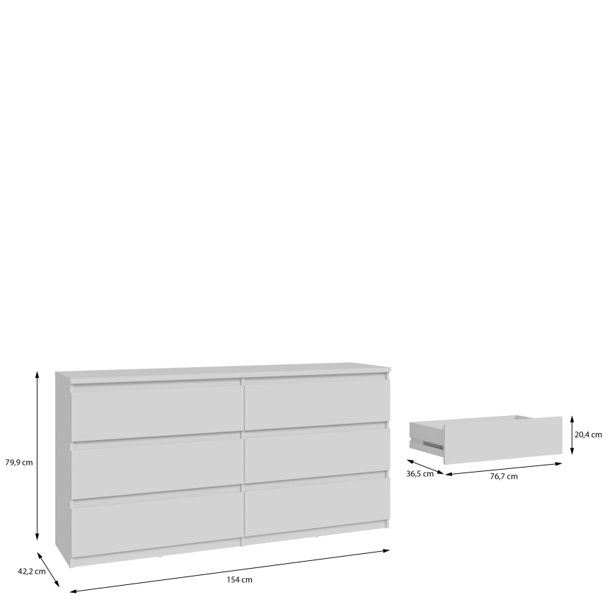 Komoda ar atvilktnēm MAO, balta