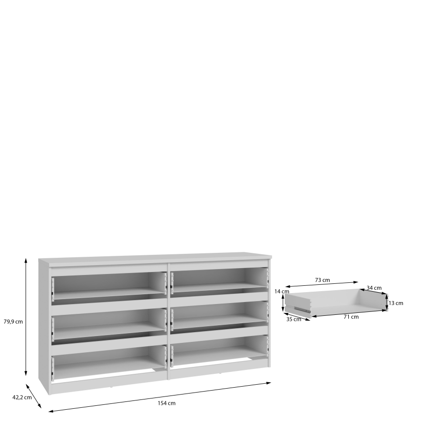 Komoda ar atvilktnēm MAO, balta