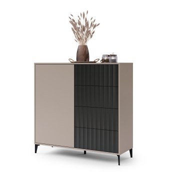 Komoda ar atvilktnēm RONJA taupe/melna