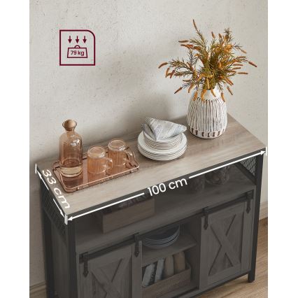 Komoda ar bīdāmām durvīm FIRA taupe/melna