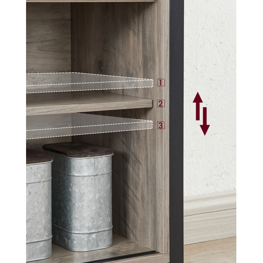 Komoda ar bīdāmām durvīm FIRA taupe/melna