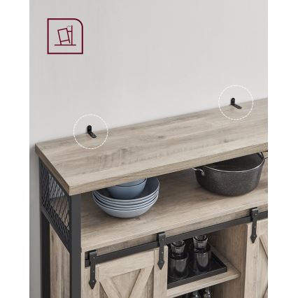 Komoda ar bīdāmām durvīm FIRA taupe/melna