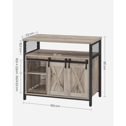 Komoda ar bīdāmām durvīm FIRA taupe/melna