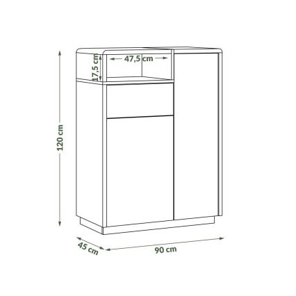 Komode ar atvilktni FRED, balta/pelēka