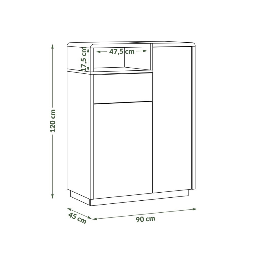Komode ar atvilktni FRED, balta/pelēka