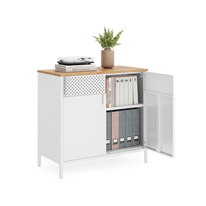 Komode FIRA 80x40 cm balta/ozola