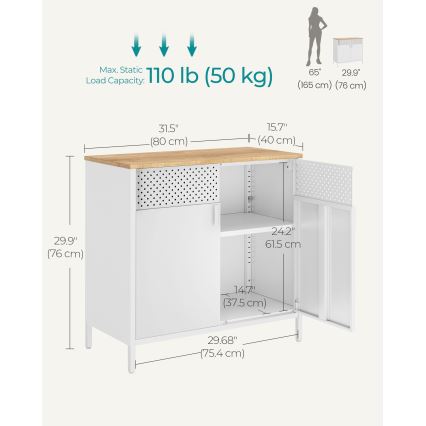 Komode FIRA 80x40 cm balta/ozola