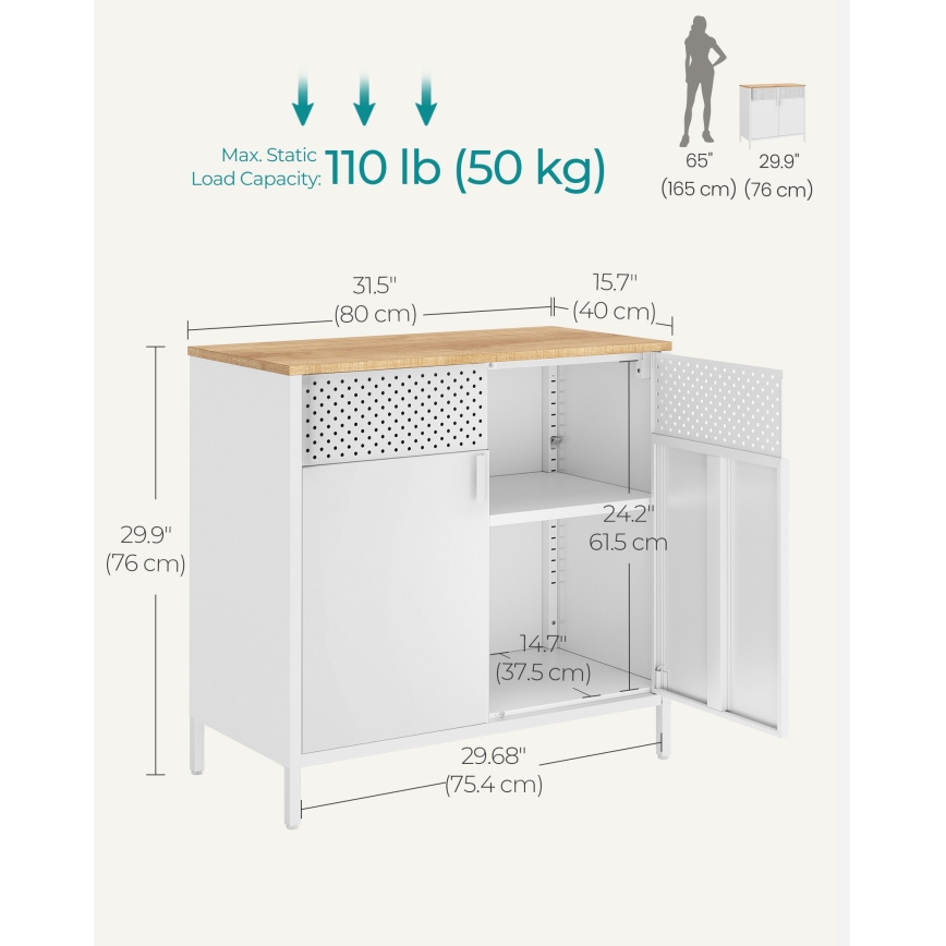 Komode FIRA 80x40 cm balta/ozola