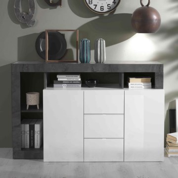 Komode LENOR balta/antracīta