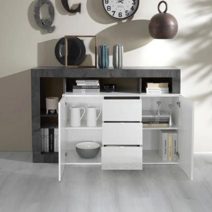 Komode LENOR balta/antracīta