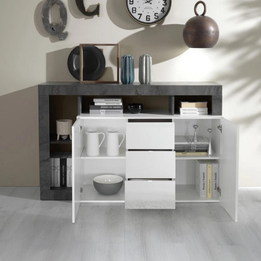 Komode LENOR balta/antracīta