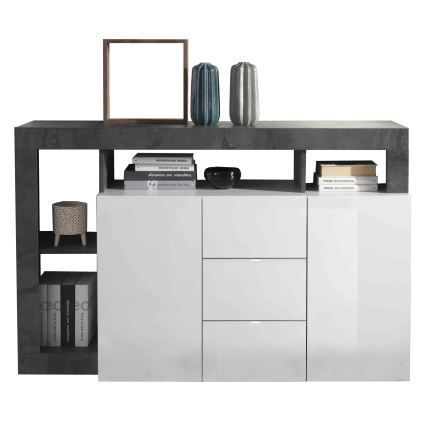 Komode LENOR balta/antracīta