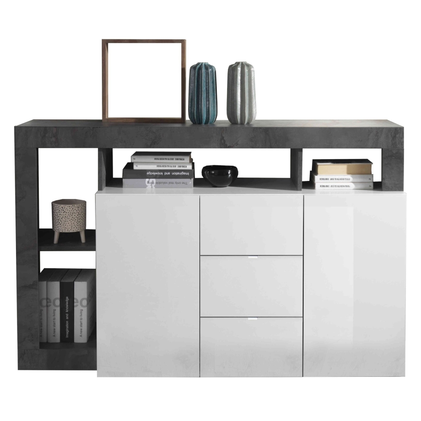 Komode LENOR balta/antracīta