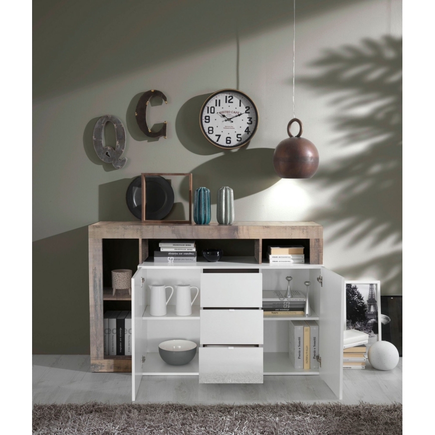 Komode LENOR balta/brūna