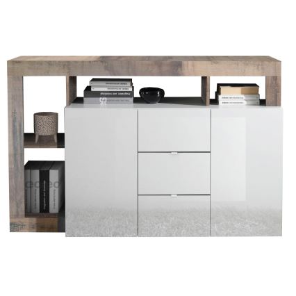 Komode LENOR balta/brūna