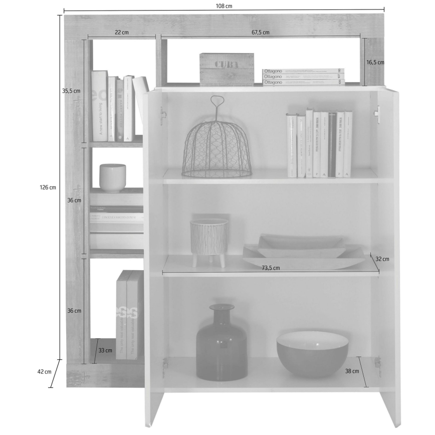 Komode LENOR balta/ozols