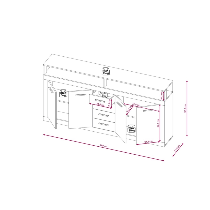 Komode RUNA gaiši brūna/antracīts