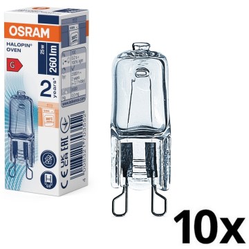 Komplekts 10x cepeškrāsns halogēna spuldzes HALOPIN G9/25W/230V 2700K - Osram