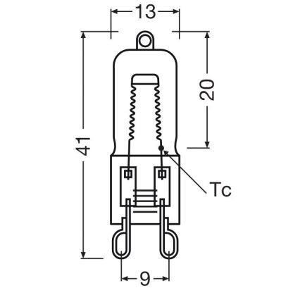 Komplekts 10x HALOPIN G9 cepeškrāsns halogēna spuldzes, 40 W, 230 V, 2700 K - Osram