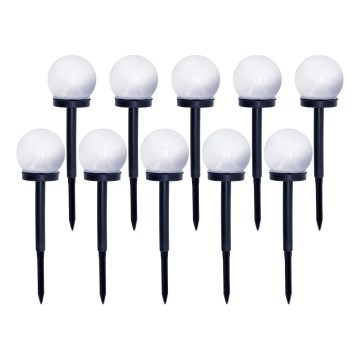 KOMPLEKTS 10x LED Saules enerģijas lampa LED/0,12W/1,2V 6500K IP44 melna/balta