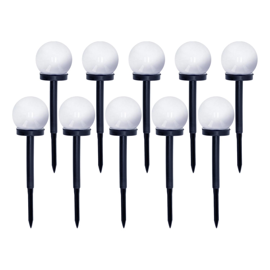 KOMPLEKTS 10x LED Saules enerģijas lampa LED/0,12W/1,2V 6500K IP44 melna/balta