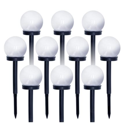 KOMPLEKTS 10x LED Saules enerģijas lampa LED/0,12W/1,2V 6500K IP44 melna/balta