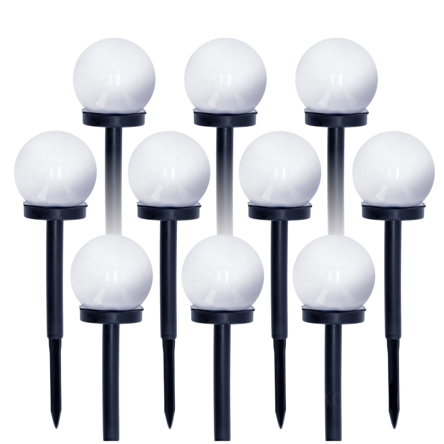 KOMPLEKTS 10x LED Saules enerģijas lampa LED/0,12W/1,2V 6500K IP44 melna/balta