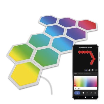 KOMPLEKTS 10x RGBIC Aptumšojams panelis LED/1,9W/230V Wi-Fi Tuya