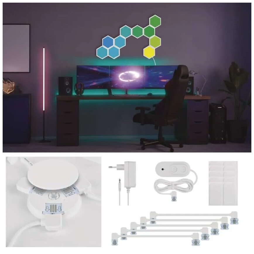 KOMPLEKTS 10x RGBIC Aptumšojams panelis LED/1,9W/230V Wi-Fi Tuya