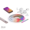 Komplekts 1x dimējama RGBW LED lente Philips Hue WHITE AND COLOR AMBIANCE LED/20W/230V 2 m + 2x iebūvējamais profils 1 m sudraba/balts