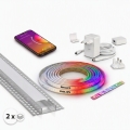 Komplekts 1x dimējama RGBW LED lente Philips Hue WHITE AND COLOR AMBIANCE (LED/20W/230V) 2 m + 2x iebūvējami profili 1 m, sudraba/balta