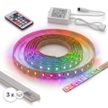 Komplekts 1x LED RGBW aptumšojama sloksne DIGITAL LED/9,6W/230V 3 m + 3x 1 m iebūvējams profils sudraba/balta + tālvadības pults