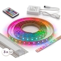 Komplekts 1x LED RGBW dimējama lente DIGITAL LED/9,6W/230V 3 m + 3x 1 m iebūvējamie profili (sudraba/balti) + tālvadības pults