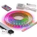 Komplekts 1x LED RGBW dimējama sloksne DIGITAL LED/9,6W/230V 3 m + 3x iebūvējamie profili 1 m melns/balts + tālvadības pults
