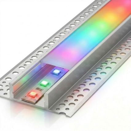 Komplekts 1x LED RGBW dimējama lente DIGITAL LED/9,6W/230V 3 m + 3x 1 m iebūvējamie profili (sudraba/balti) + tālvadības pults