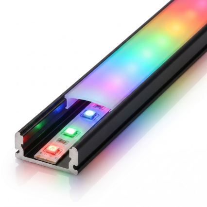 Komplekts 1x LED RGBW dimējama sloksne DIGITAL LED/9,6W/230V 3 m + 3x iebūvējamie profili 1 m melns/balts + tālvadības pults