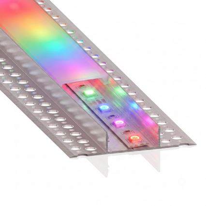 Komplekts 1x dimējama RGBW LED sloksne NEO LITE MUSIC LED/24W/230V 5 m IP65 Wi‑Fi Tuya + 5x iebūvējamie profili 1 m sudraba/balta + tālvadības pults