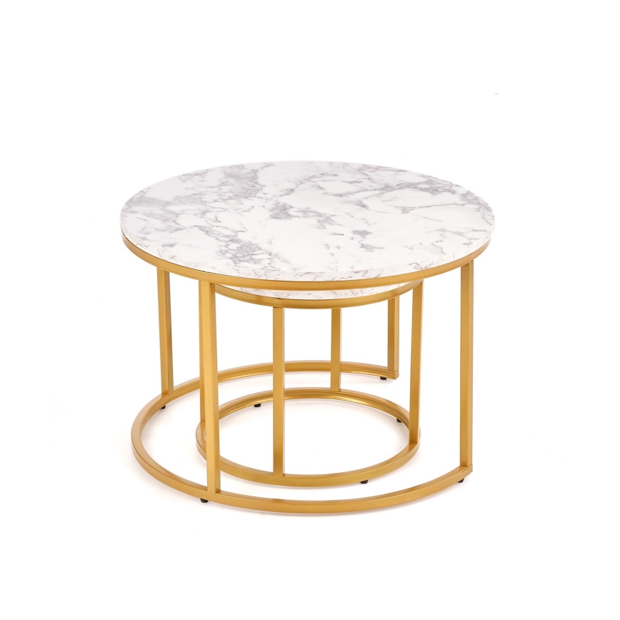 Komplekts (2 gab.) PACILA konferenču galdiņi, marmora dekors/zelta