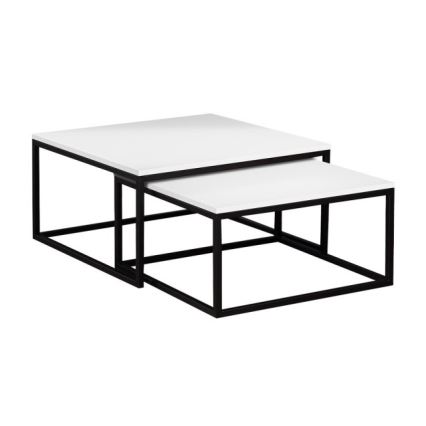 Komplekts (2 gab.) žurnālgalds DUAL 76x76/66x66 cm melns/balts