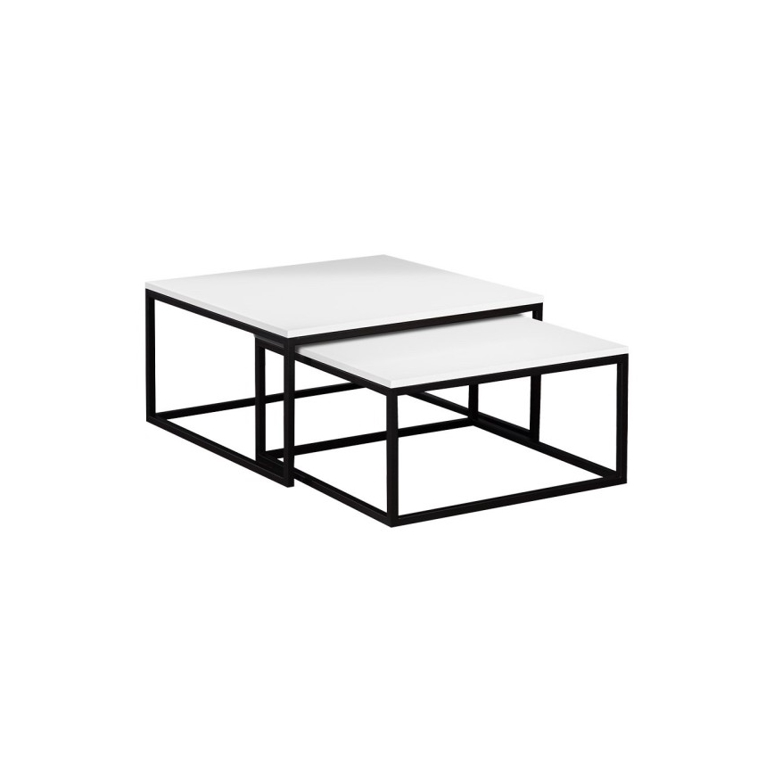 Komplekts (2 gab.) žurnālgalds DUAL 76x76/66x66 cm melns/balts