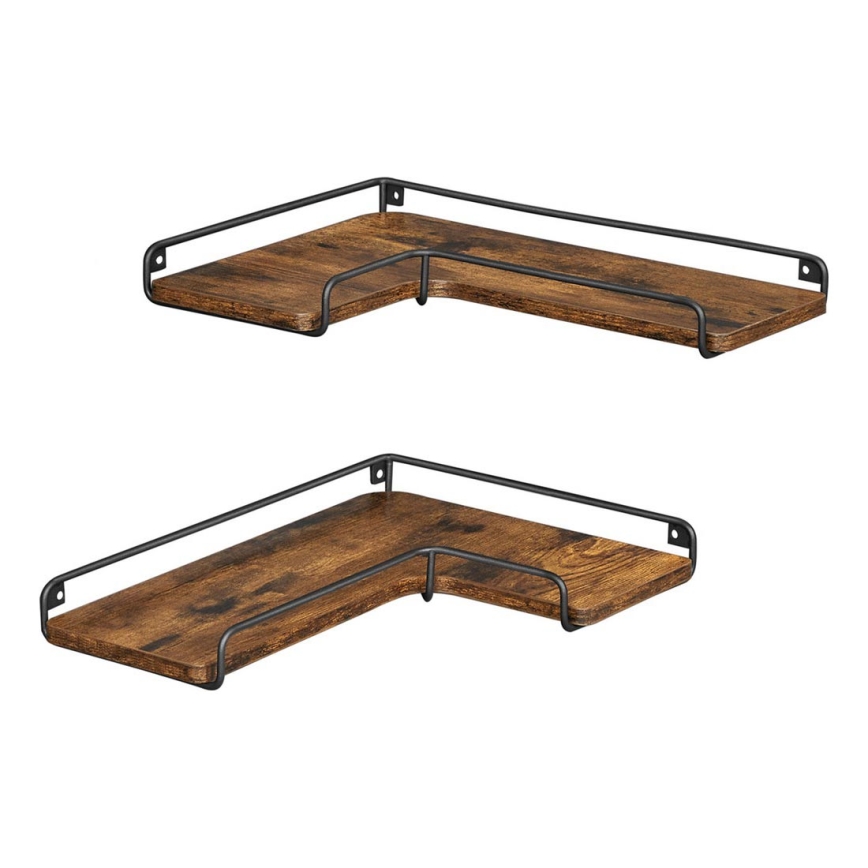 Komplekts: 2 sienas plaukti SHELFY, brūni/melni